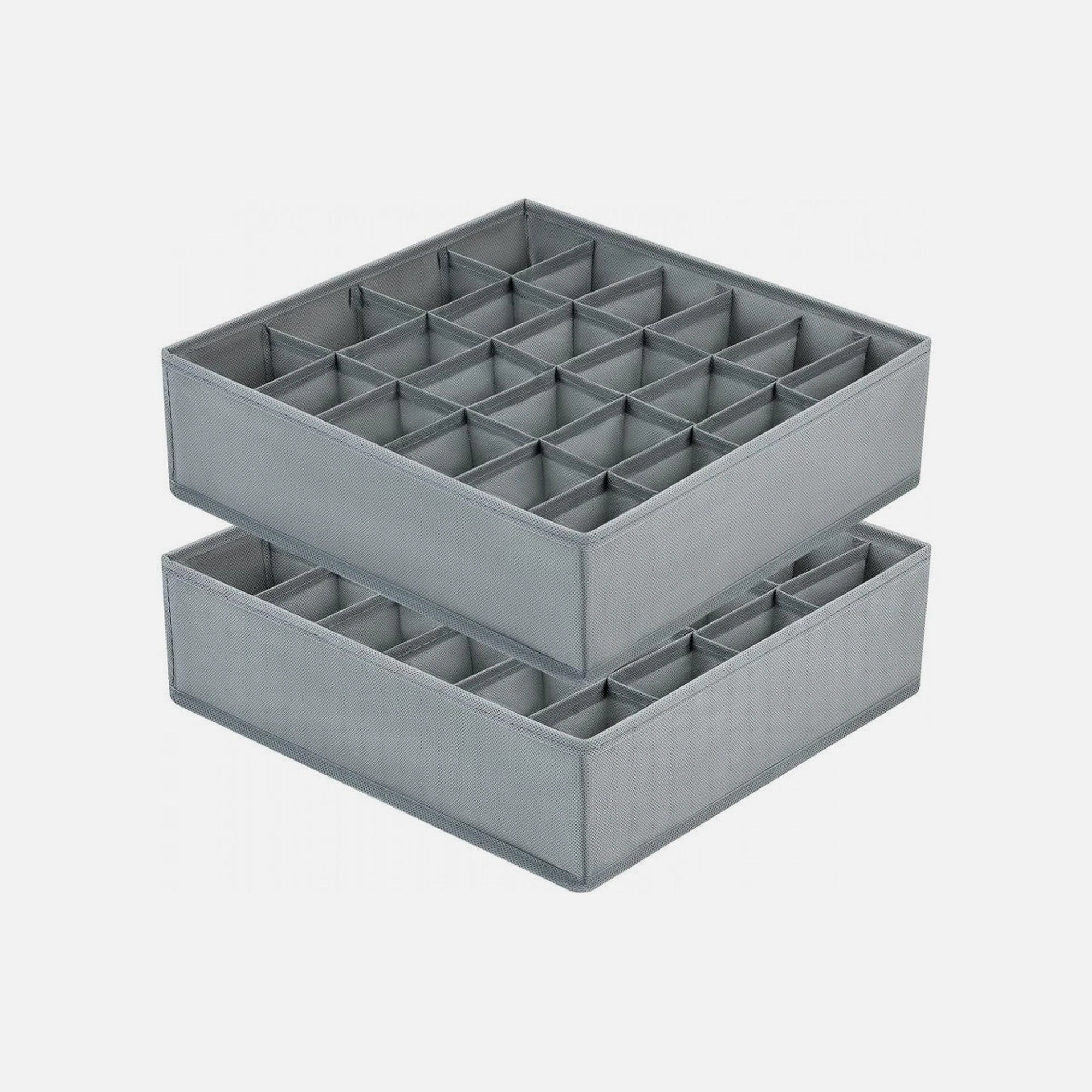 AJ 2-Pack Fabric Foldable Drawer Organizer for Socks & Underwear 24 Cells, 32×32×10cm – Grey
