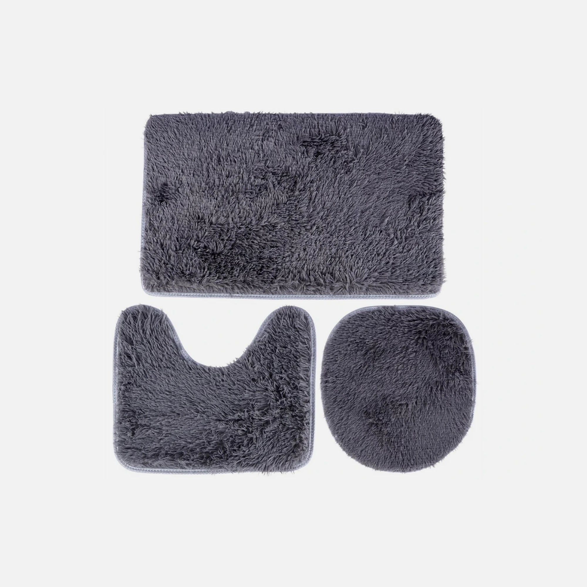 Vilde Non-Slip Bath & Toilet Mat Set of 3 – Grey