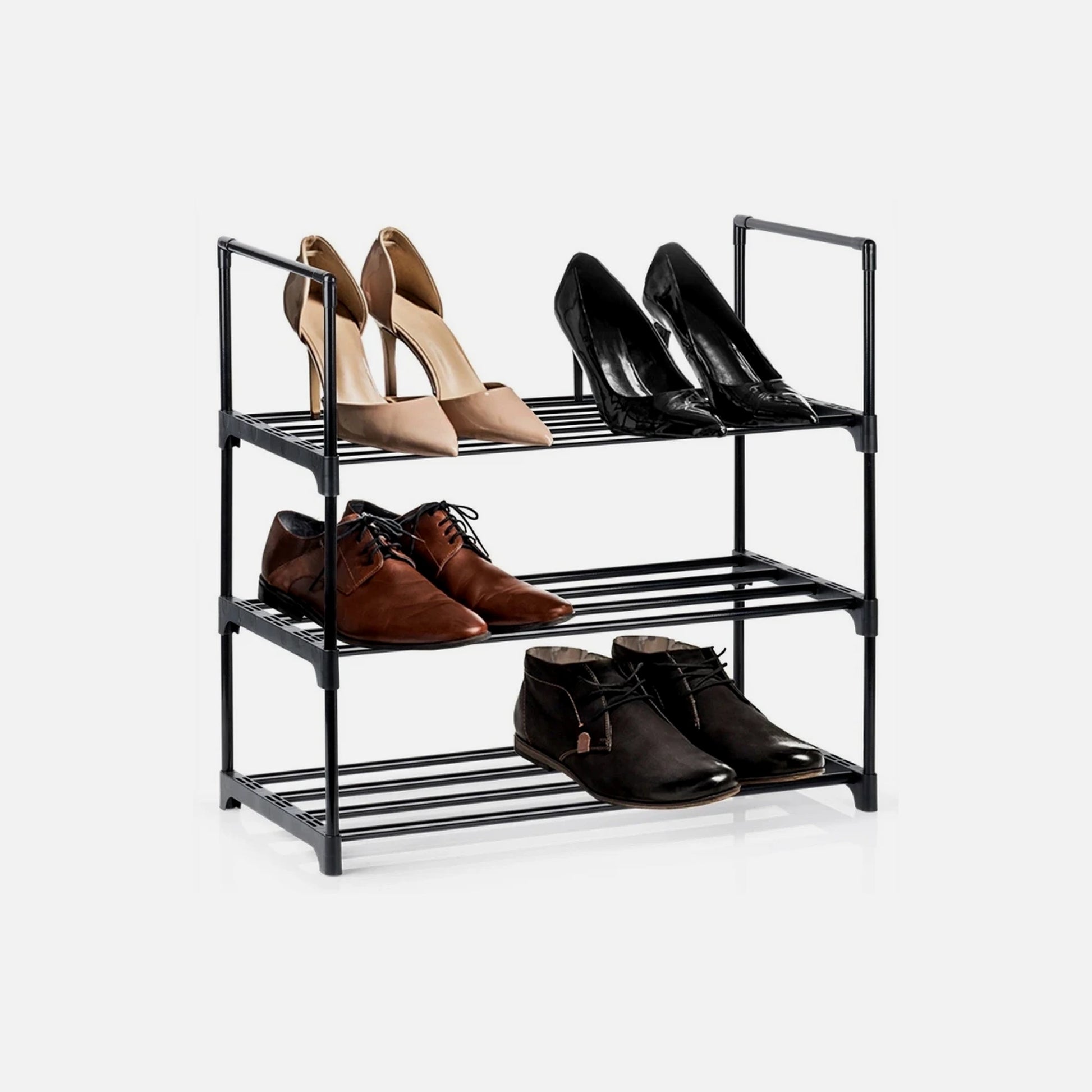 Vilde 3-Tier Metal Shoe Rack 57×28×55cm – Black