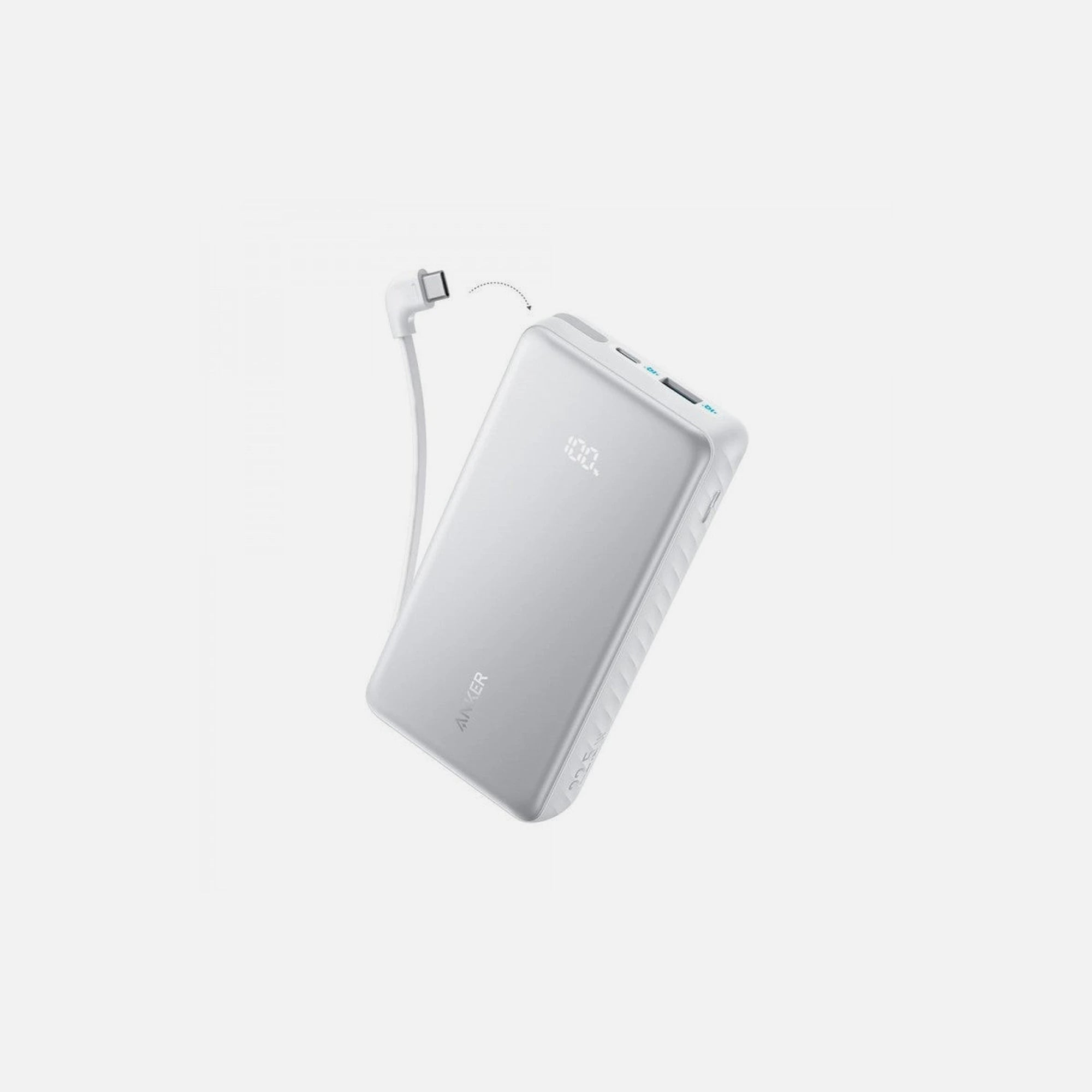 Anker Zolo Power Bank 20000mAh 22.5W with USB-A, USB-C & Built-in USB-C Cable – White