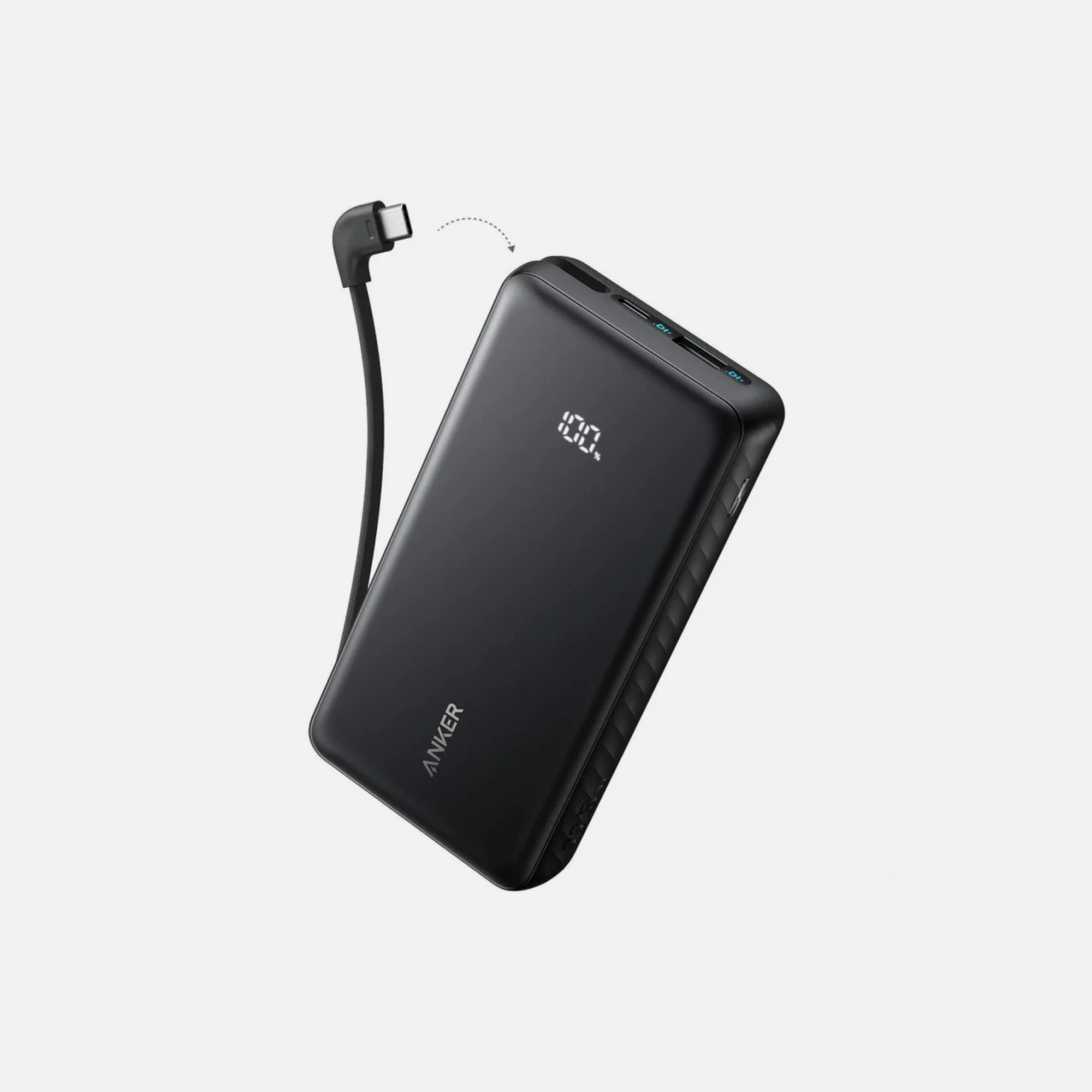 Anker Zolo Power Bank 20.000mAh 22.5W with USB-A, USB-C & Built-in USB-C Cable – Black