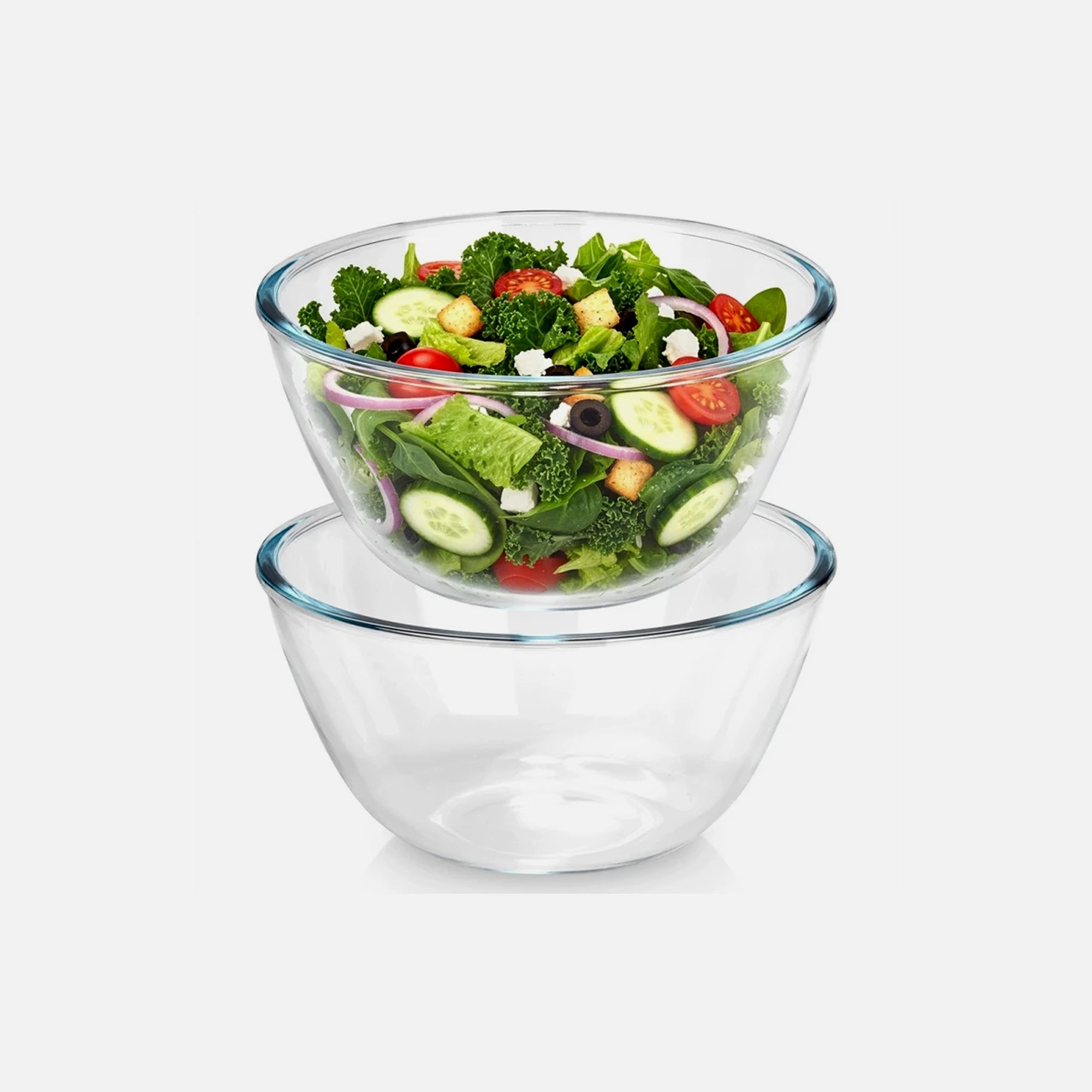 Vilde Serving Bowl Glass 1L Set of 2 – 17x17x9 cm Clear Glass Salad Bowls