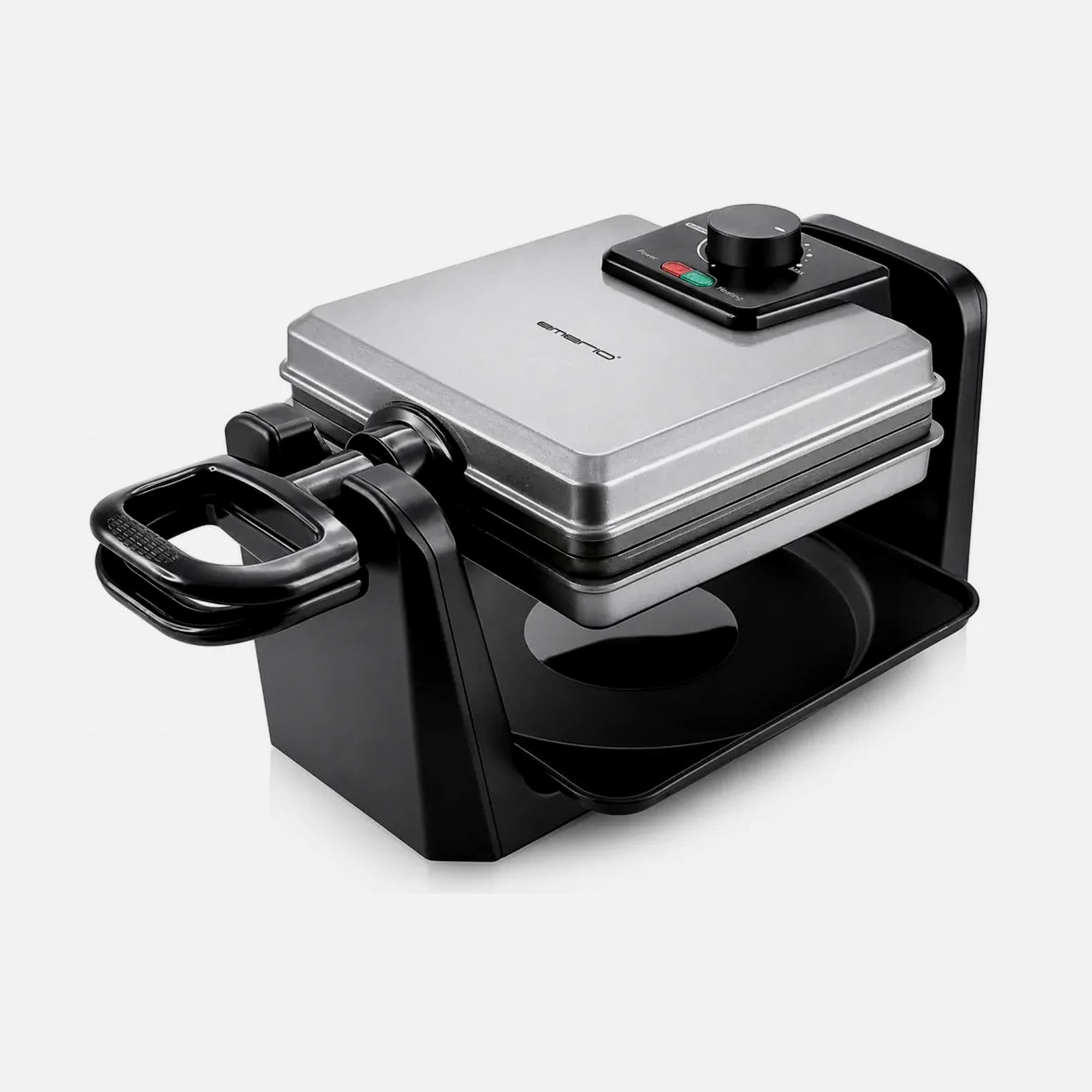 Emerio Waffle Maker 1000W – Rotating, Adjustable Thermostat, Cool-Touch Handles, 4 Square Waffles