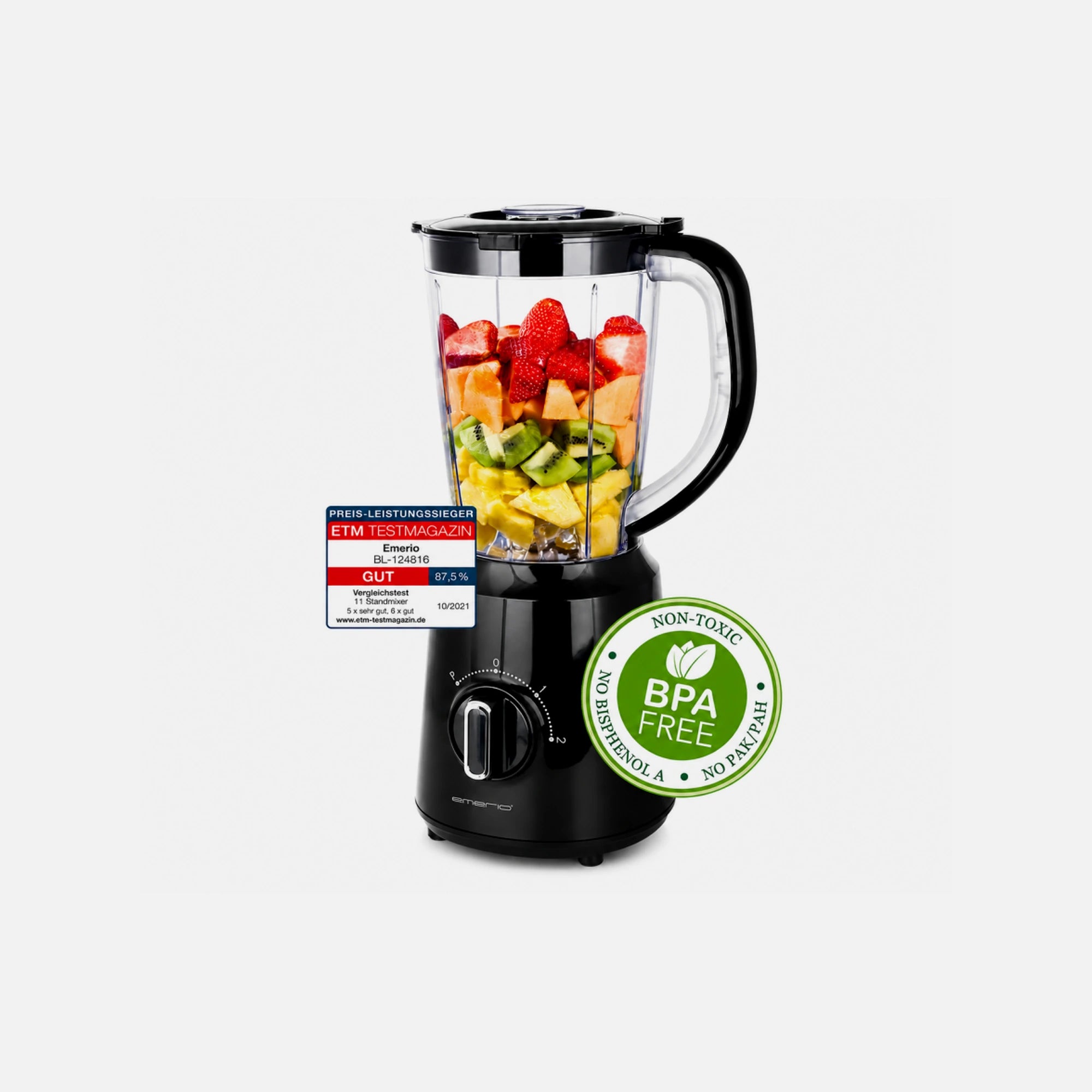 Emerio Blender 500W – 1.5L Jug, Stainless Steel Blades, Ice Crush Function