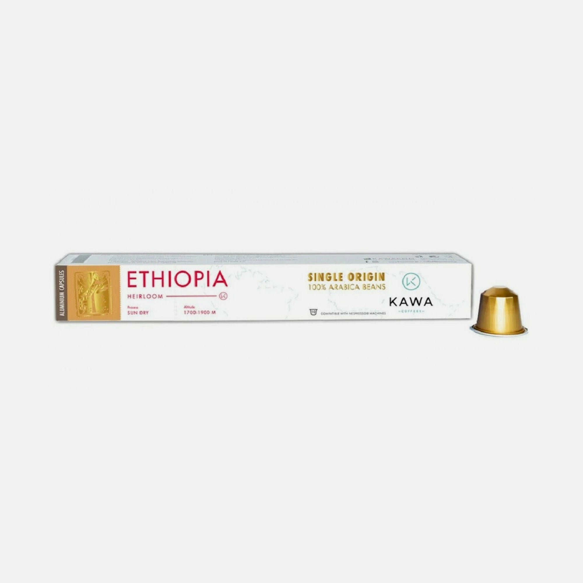 Kawa Coffees Ethiopia Heirloom Espresso Aluminium Capsules 10pcs – 100% Arabica, Nespresso Compatible