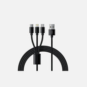 Veger V303 3-in-1 USB-A Cable 1.5m – Lightning / USB-C / Micro-USB, Nylon Braided, Black