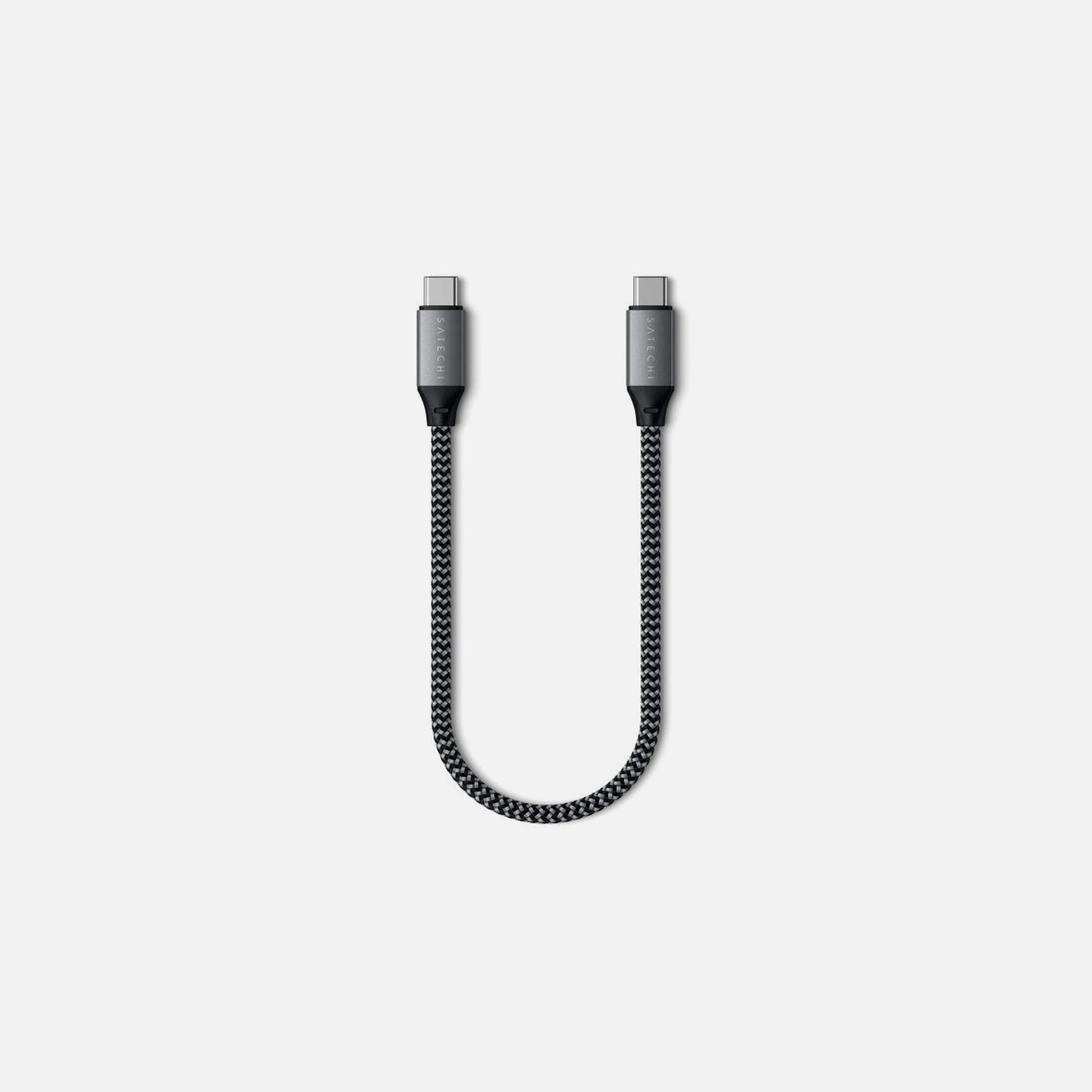 Satechi USB-C to USB-C Cable 25cm – USB 4.0, 100W, Nylon Braided, Space Grey