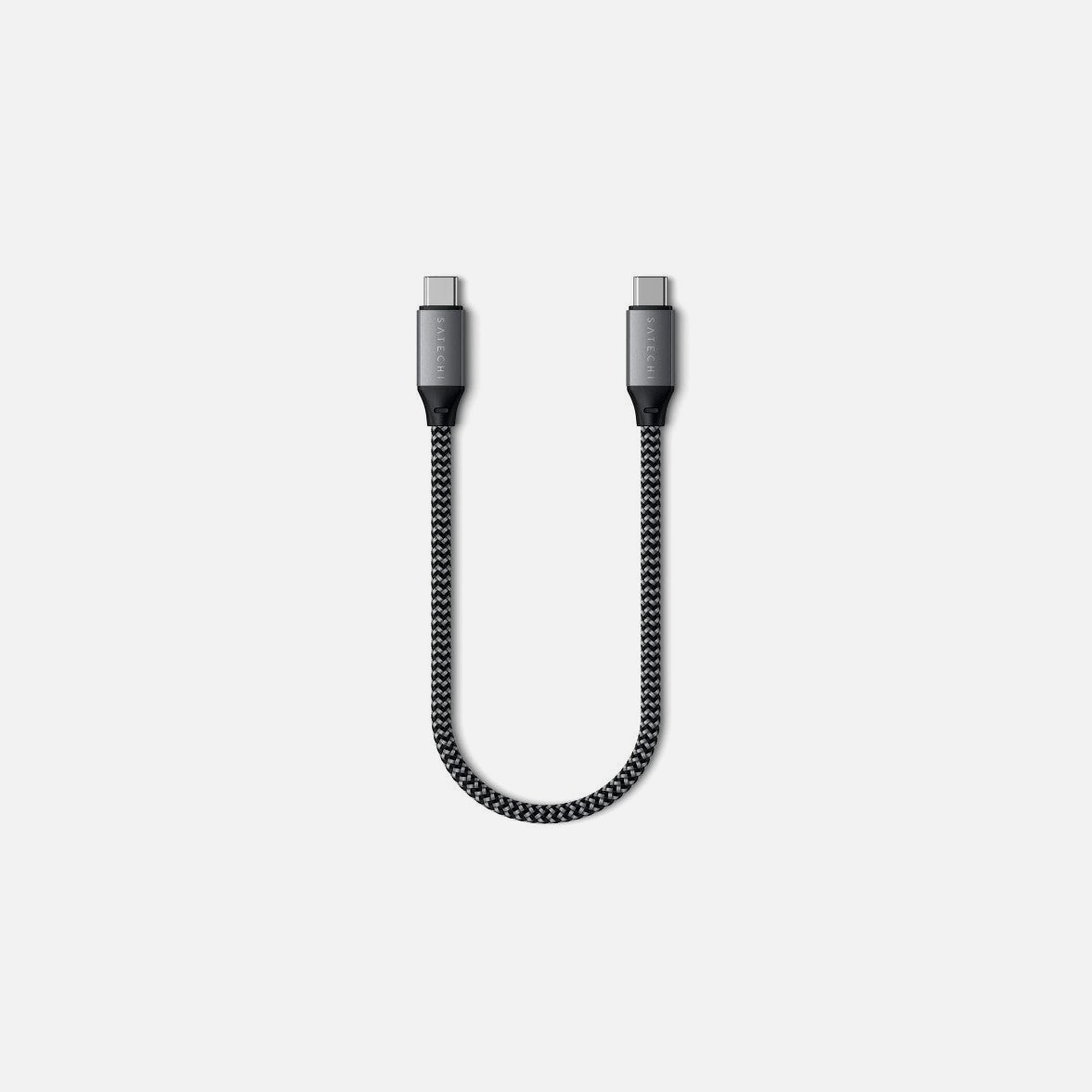 Satechi USB-C to USB-C Cable 25cm – USB 4.0, 100W, Nylon Braided, Space Grey