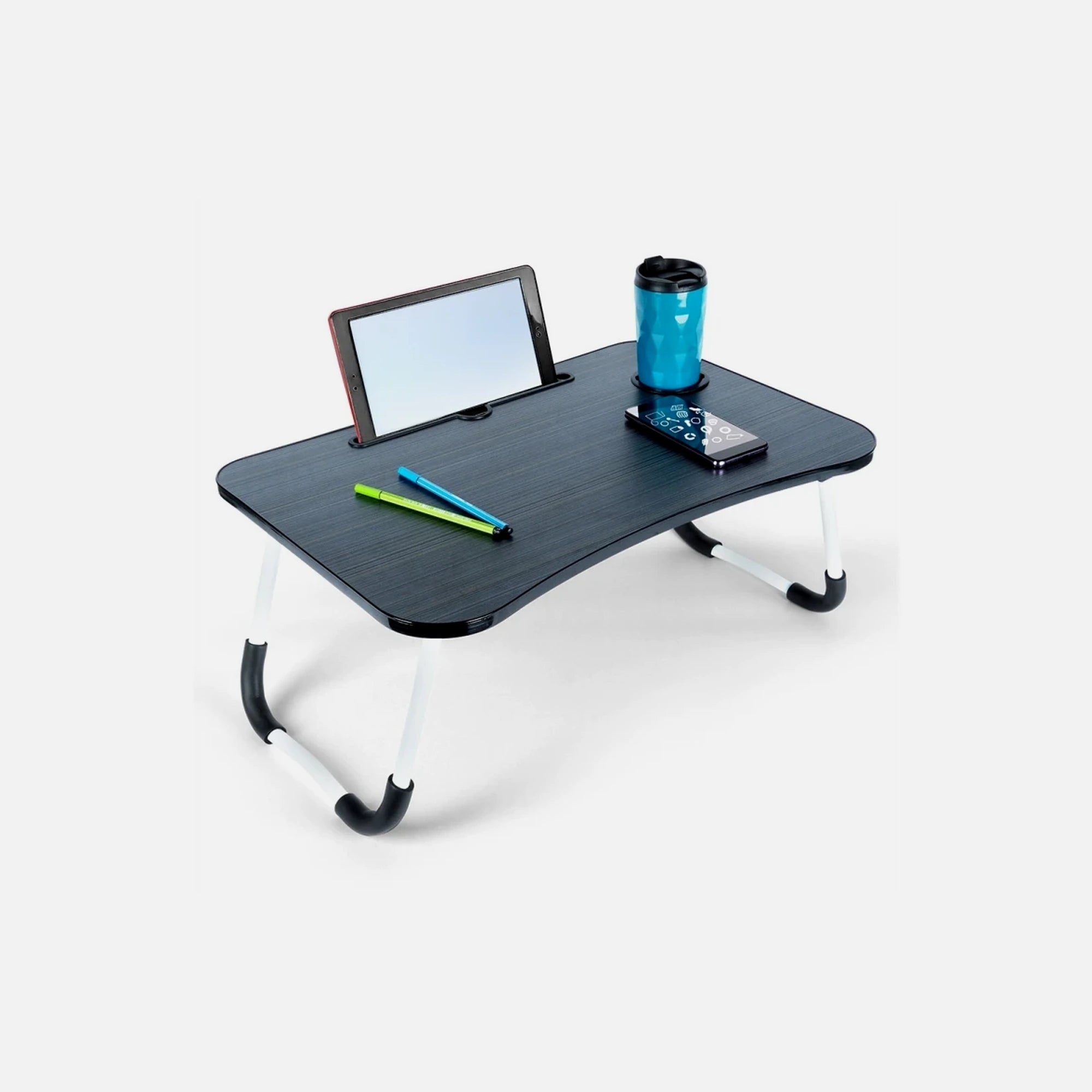Vilde Laptop Desk with Cup & Tablet Holder – Portable Lap Tray, Grey
