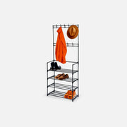 Vilde Metal Hallway Unit with Coat Rack & Shoe Rack – 57 × 28 × 156 cm, Matte Black