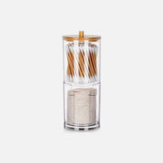 Vilde 2-Tier Cotton Swab & Pad Container with Bamboo Lid – Stackable Acrylic Organizer
