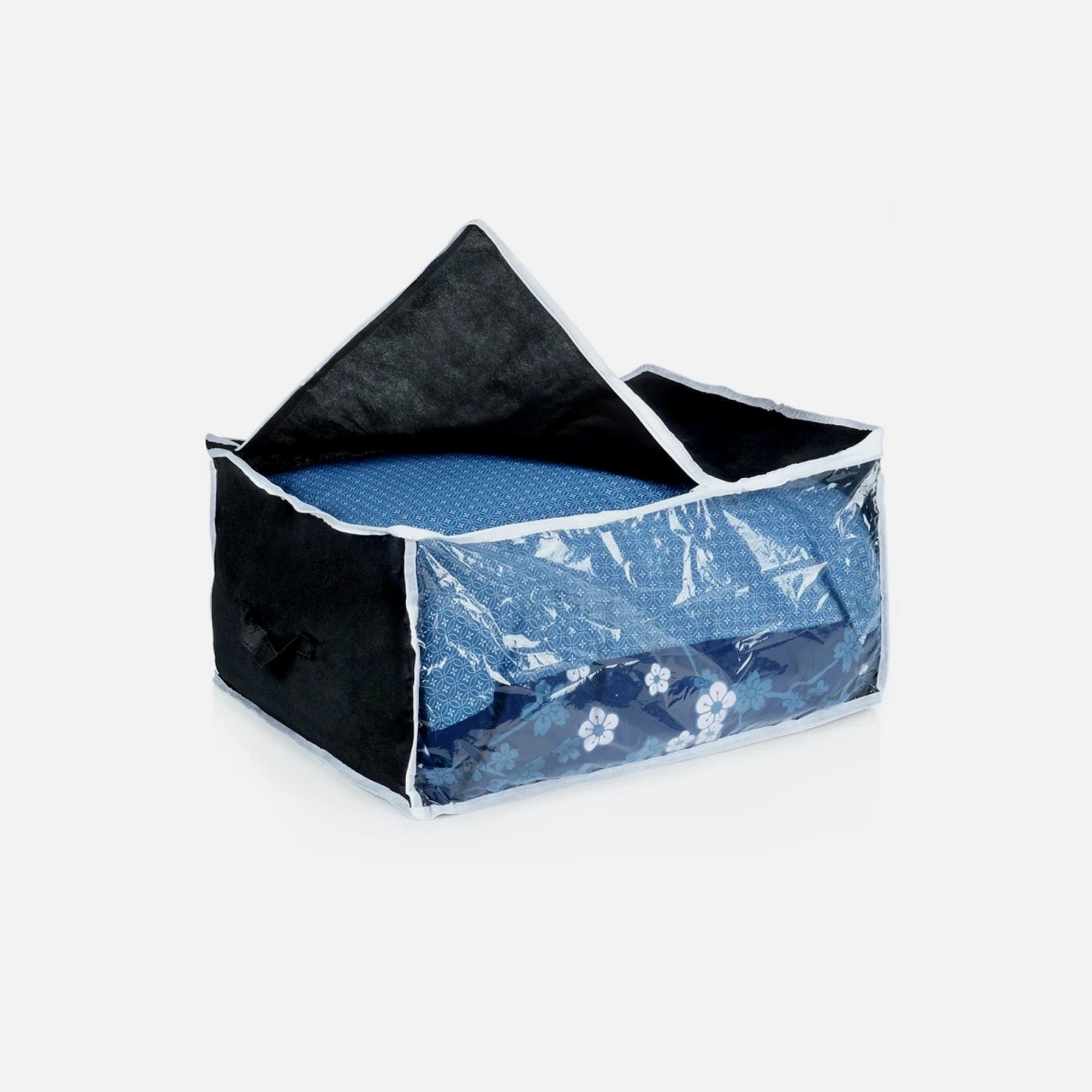 Vilde Fabric Storage Bag 87L 60×45×30 cm with Window – Black Polyester for Clothes & Bedding