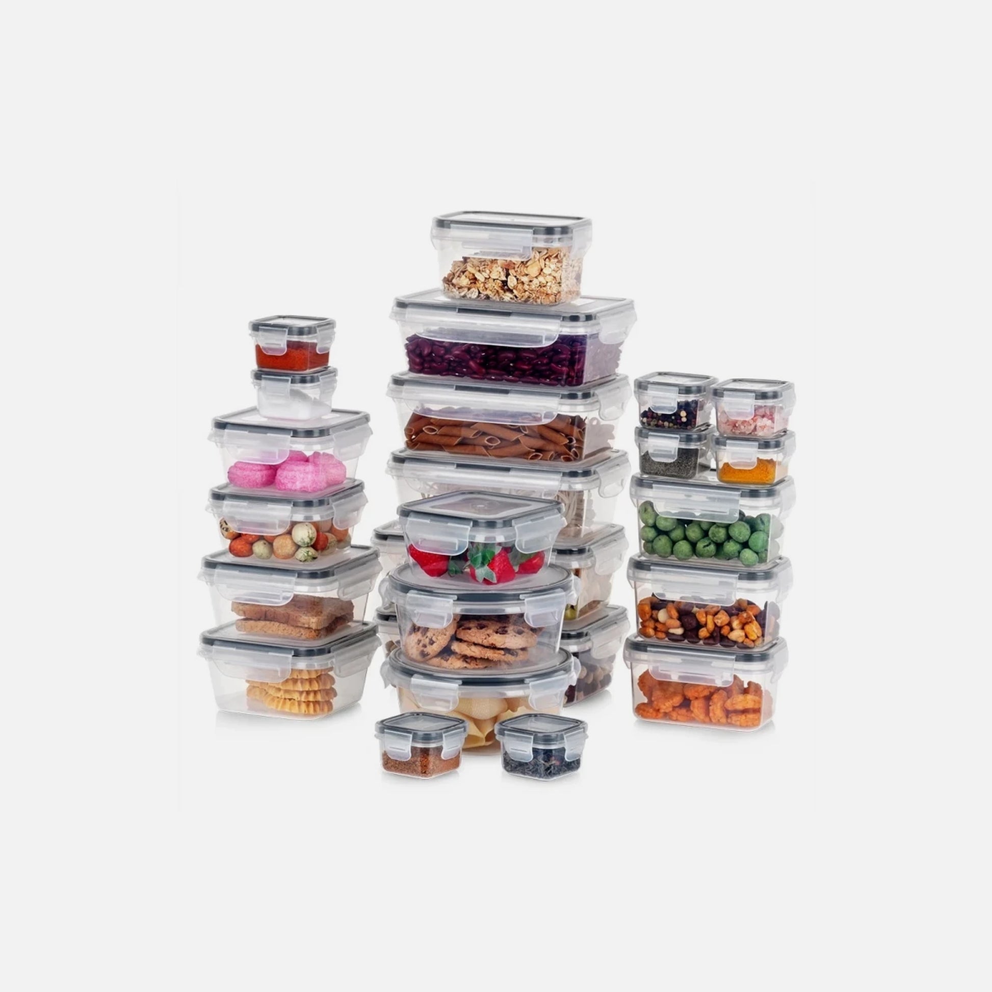 Vilde 24-Piece Airtight Food Container Set BPA-Free – Mixed Sizes, Clear Plastic with Silicone Seal