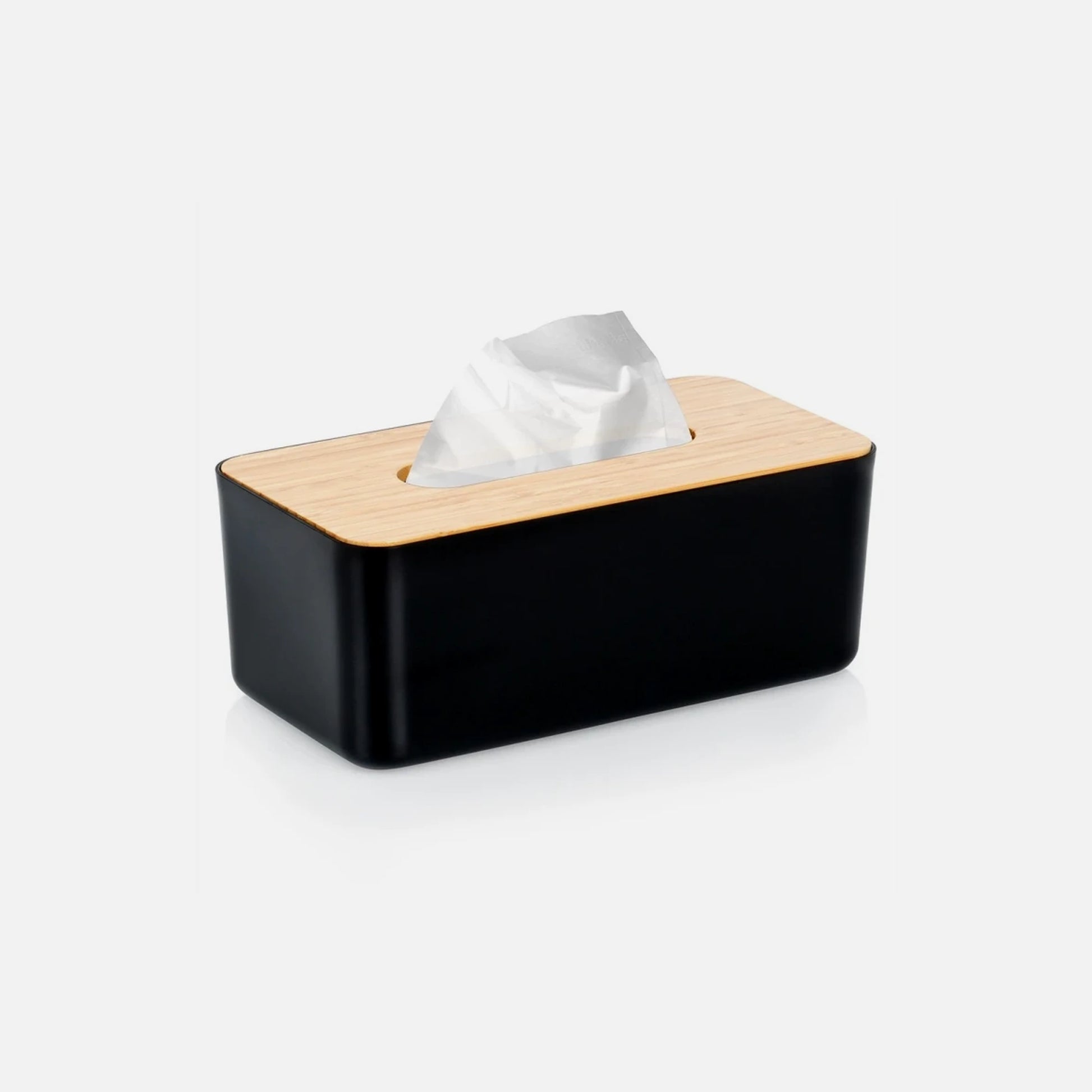 Vilde Tissue Box Holder 24×13×9.5 cm with Bamboo Lid – Matte Black