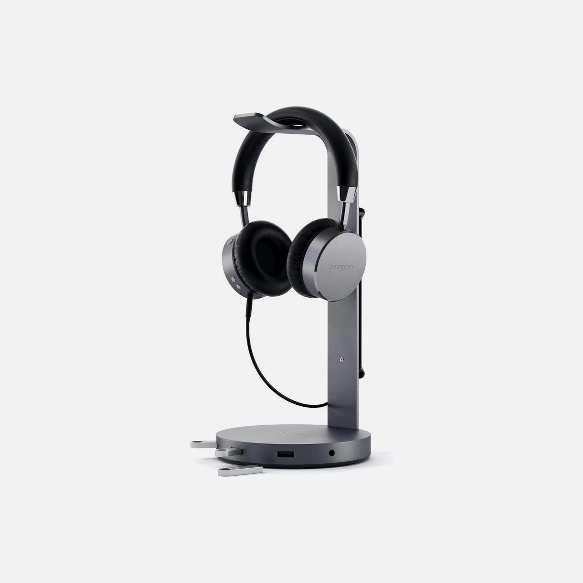 Satechi Aluminum Headphone Stand with USB Hub – 3× USB-A 3.0 + AUX, Space Gray, STH22