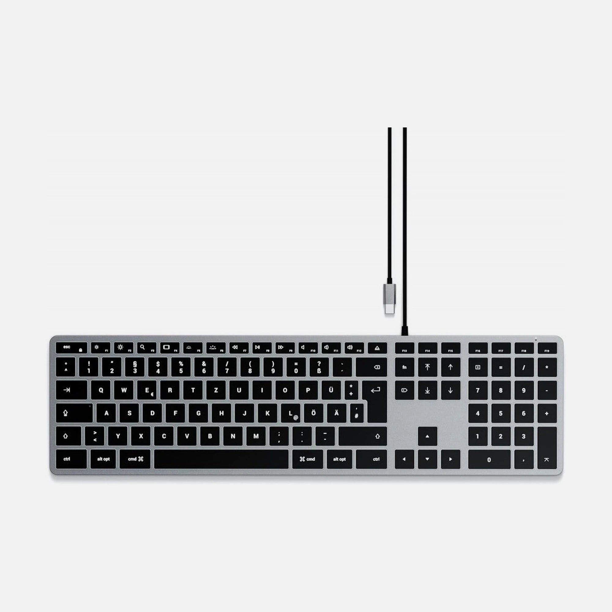 Satechi Slim W3 Wired Aluminum Keyboard – USB-C, Mac Layout, Backlit, Space Gray