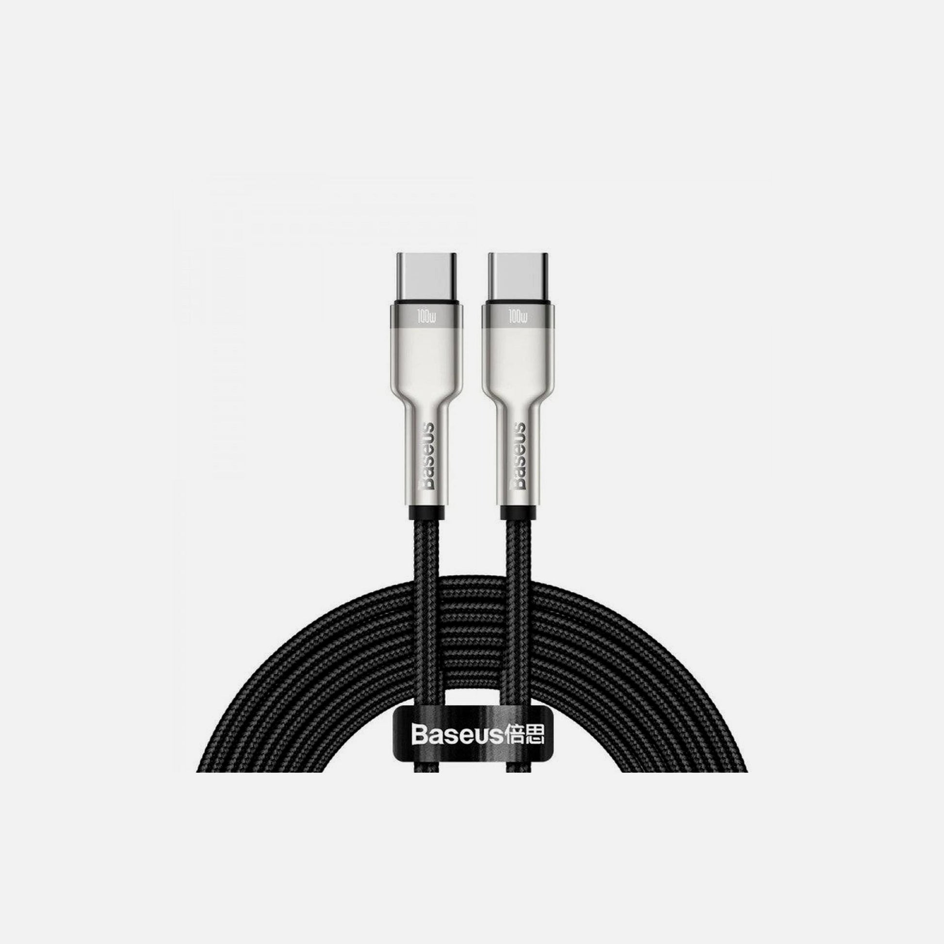 Baseus Cafule Metal USB-C to USB-C Cable 5A 100W 2m – Braided, Black/Grey