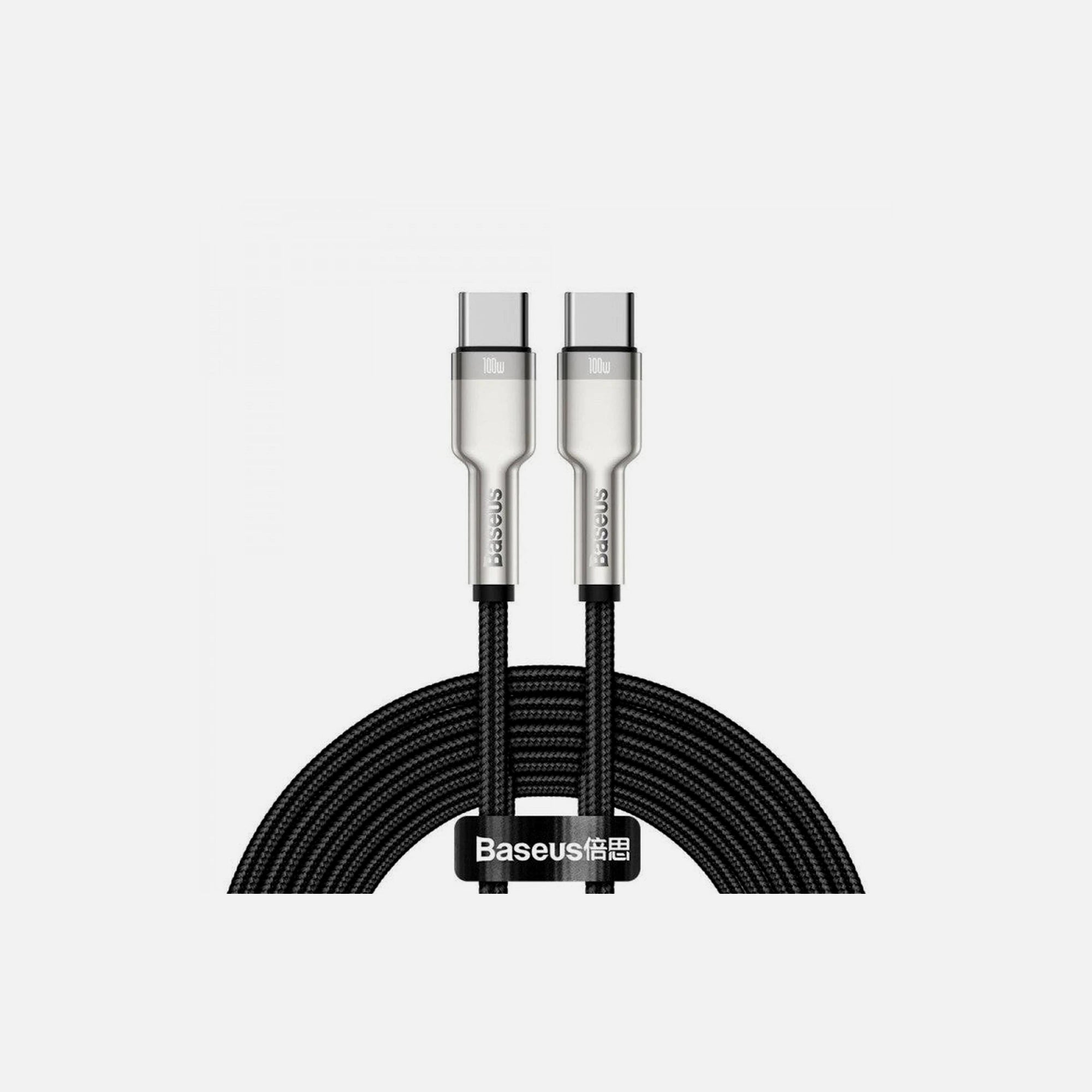 Baseus Cafule Metal USB-C to USB-C Cable 5A 100W 2m – Braided, Black/Grey