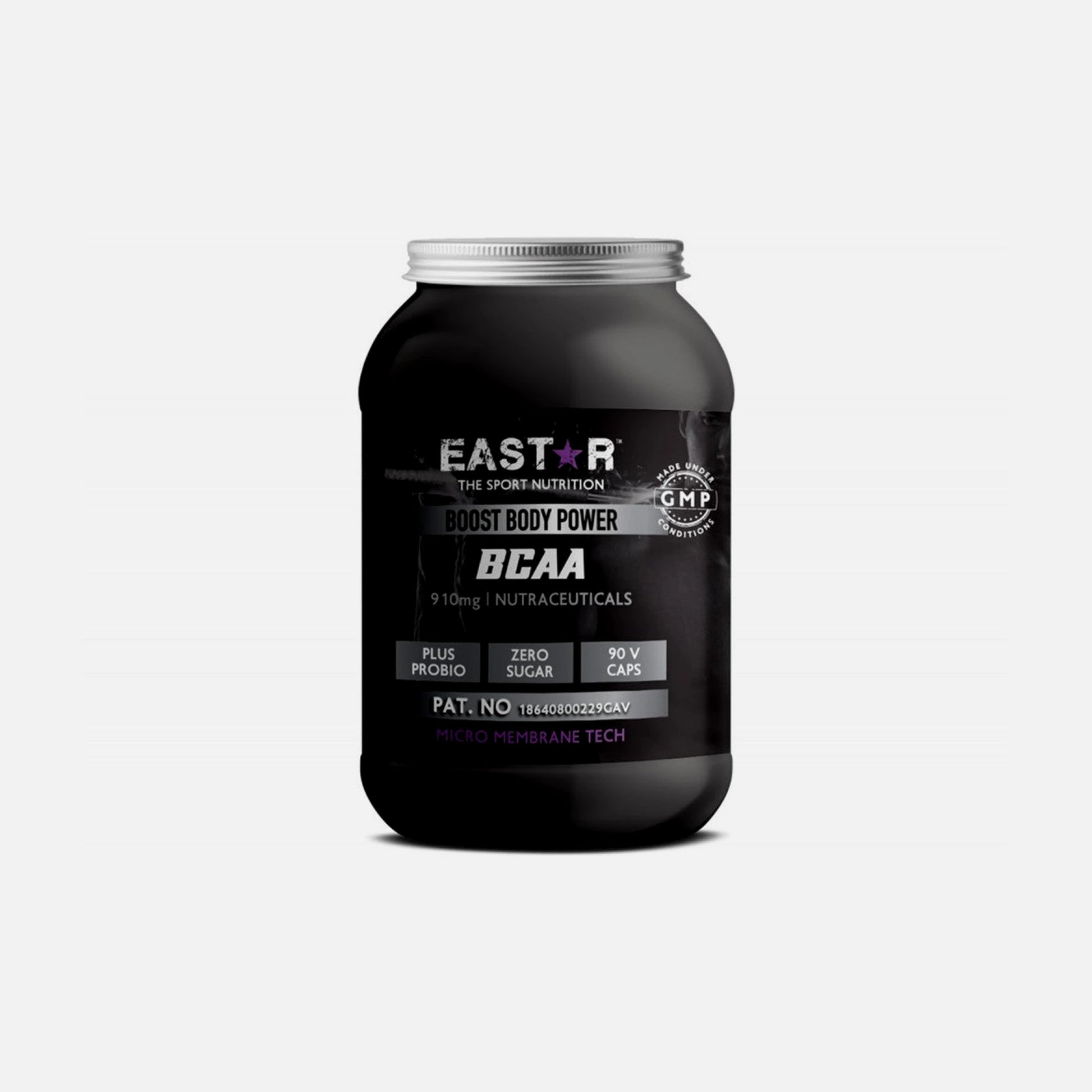 Eastar BCAA X-Large 910mg – 90 Vegan Caps with Glutamine & Probiotics, Sugar-Free