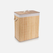 Vilde Bamboo Laundry Basket 90L 50×30.5×60.5cm – 2-Compartment with Lid, Beige