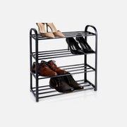Vilde Metal Shoe Rack 4-Tier 57×18×49cm – 8-12 Pairs, Powder-Coated, Black