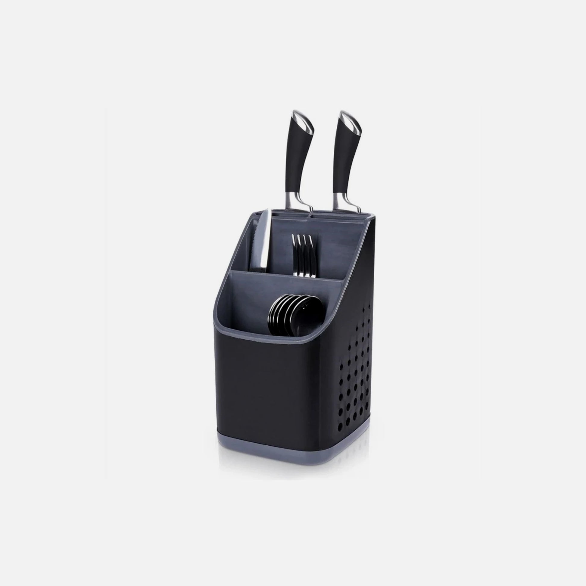 Vilde Cutlery Drainer 3 Compartments + Knife Slot 14×14cm – Black