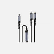 Swissten 2-in-1 USB-C to USB-C + Lightning Cable 1.5m 100W Total – Black