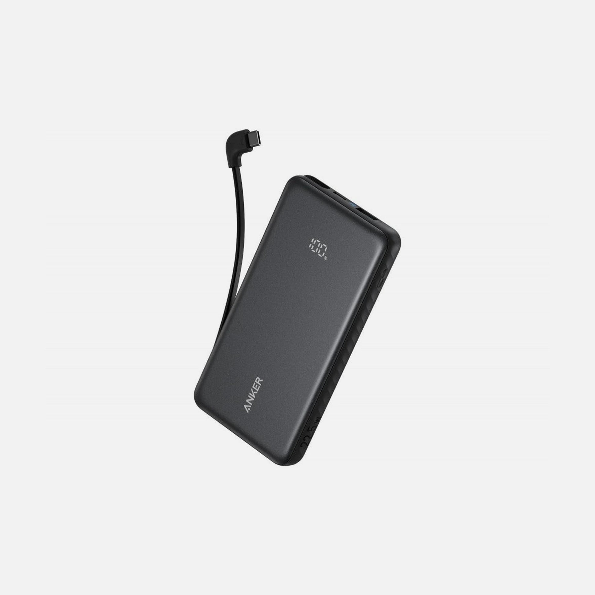 Anker Zolo Power Bank 10000mAh 22.5W – Built-in USB-C Cable, Digital Display, Black