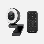 Sandberg Streamer Pro Elite 2K Webcam – LED Ring Light, Stereo Mic, ePTZ, Remote, White
