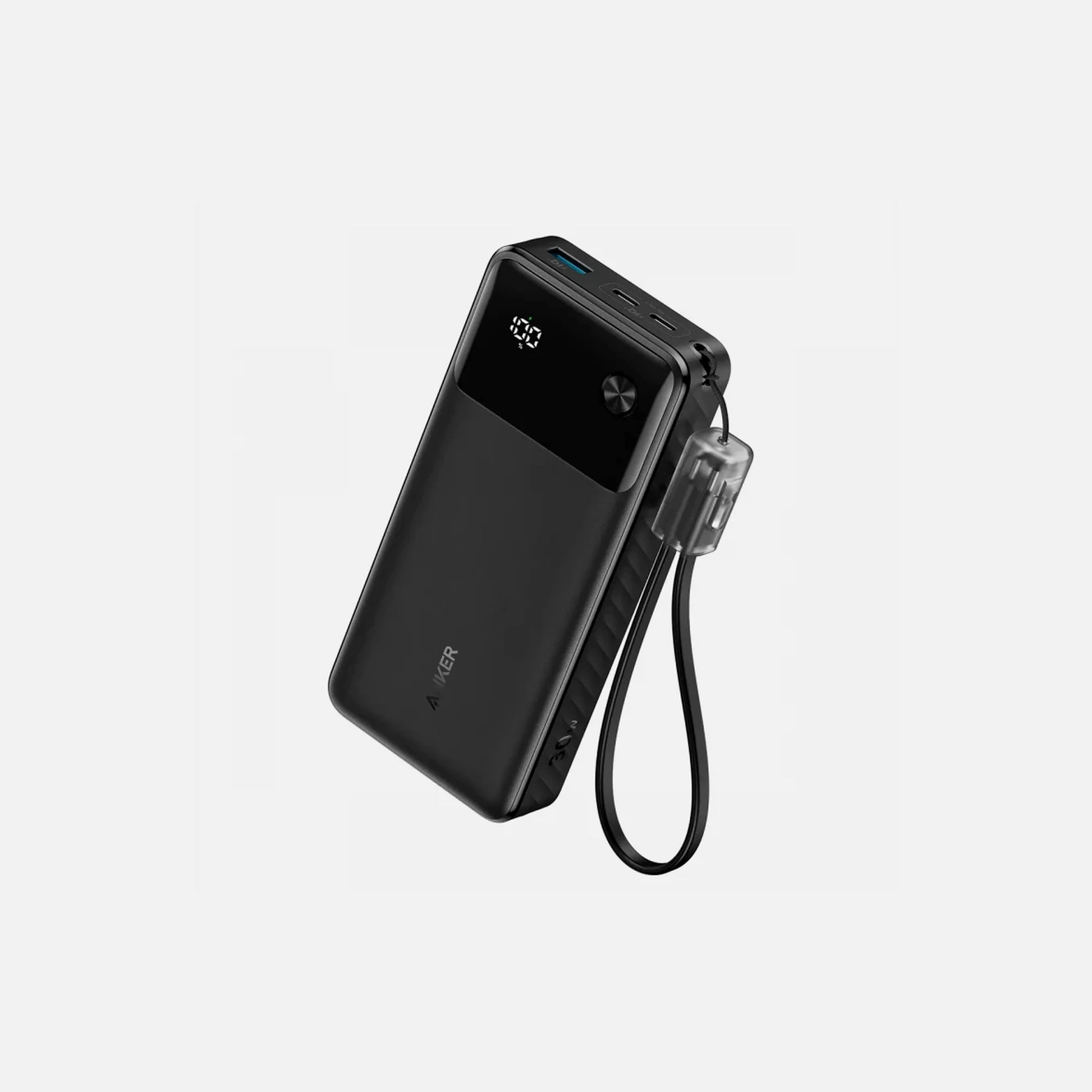 Anker PowerCore Power Bank 20000mAh 30W – USB-A & USB-C, Lanyard Cable, Digital Display, Black