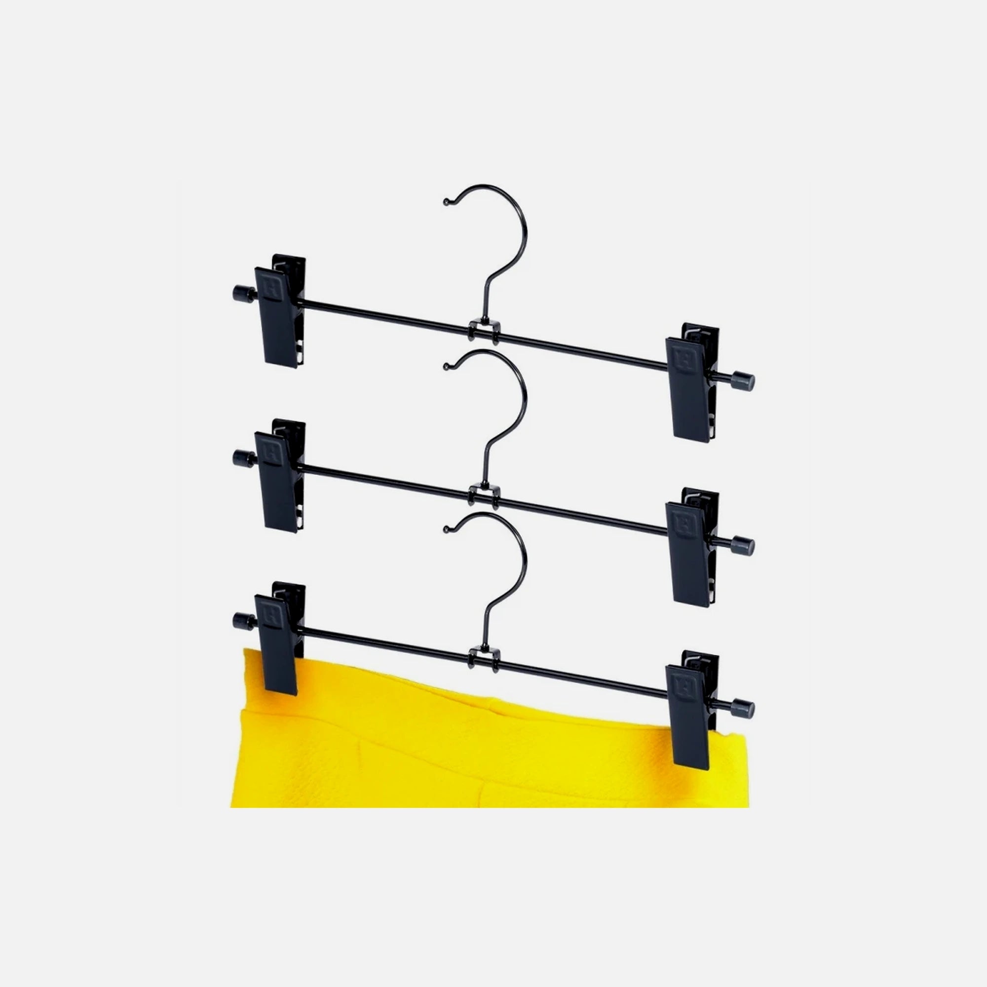Vilde Metal Trouser Hangers Set of 3 – Adjustable Clips, Swivel Hook, Black