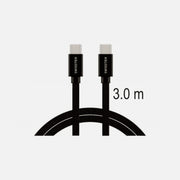 Swissten Textile USB-C to USB-C Cable 3m – 60W, Nylon Braided, Aluminium Connectors, Black