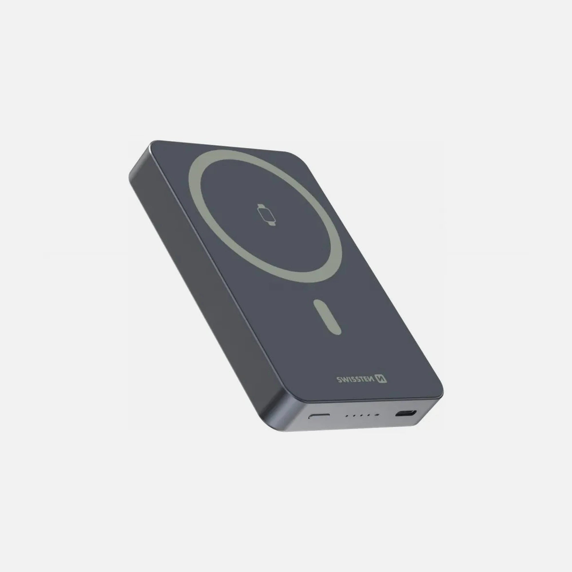 Swissten Fusion MagSafe Power Bank 10000mAh – USB-C 20W + 15W Wireless + Apple Watch Charger, Silver