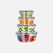 Vilde Premium Glass Food Containers Set of 4 – Borosilicate, Airtight, 370ml–1300ml, Clear