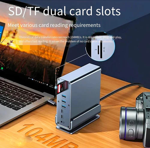 Σταθμός Σύνδεσης USB-C 15-σε-1 NÖRDIC – Διπλές Οθόνες 4K@60Hz, 100W PD & Gigabit Ethernet