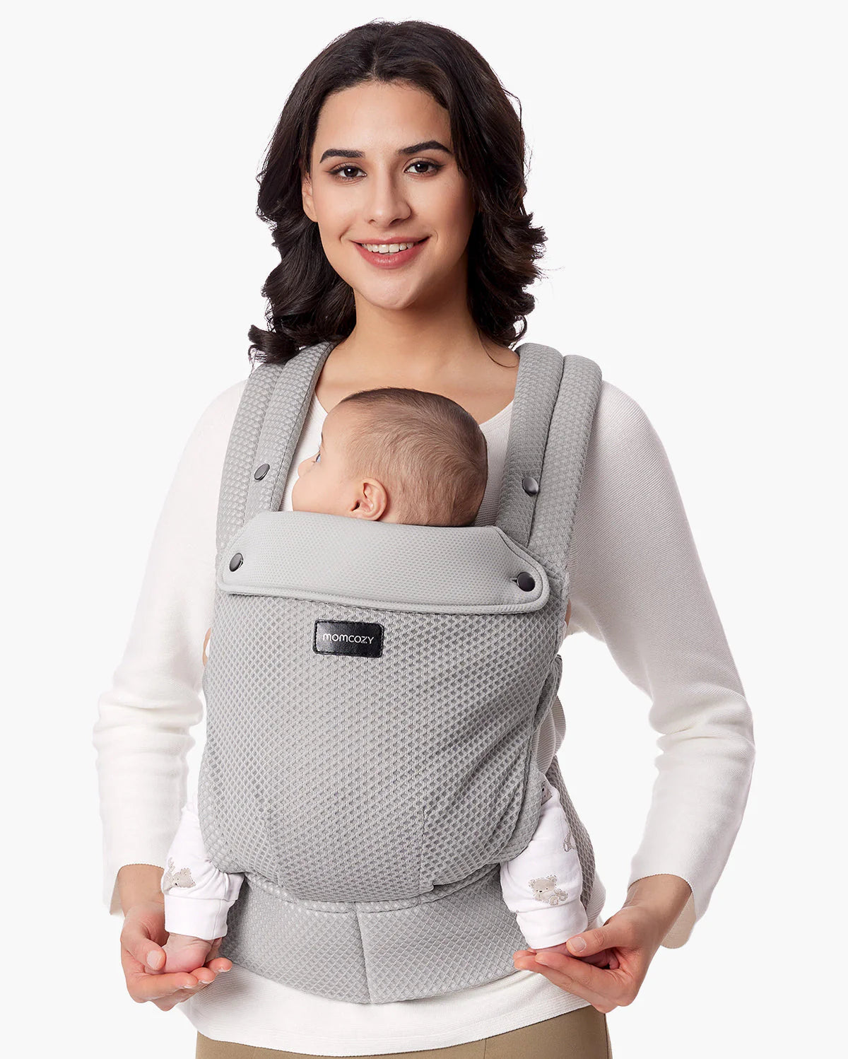 Momcozy PureHug Air Mesh Μάρσιπος Μωρού Γκρι – Εργονομικός, 3–20kg & Πλένεται στο Πλυντήριο