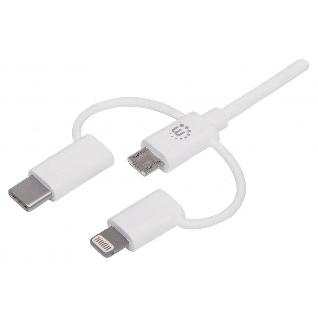 Manhattan ICOC APP-3IN1W 3-in-1 USB Charging Cable 1 m – Lightning, Micro-B