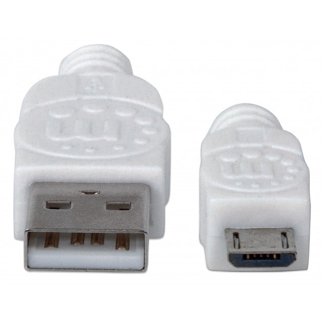 Manhattan ICOC MUSB-A-010W USB 2.0 to Micro-B Cable 1 m – Double Shielded, AWG 28 & White