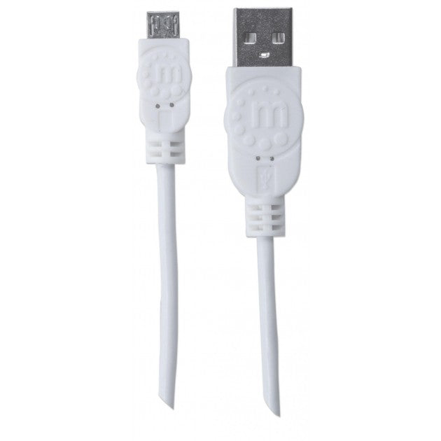 Manhattan ICOC MUSB-A-010W USB 2.0 to Micro-B Cable 1 m – Double Shielded, AWG 28 & White