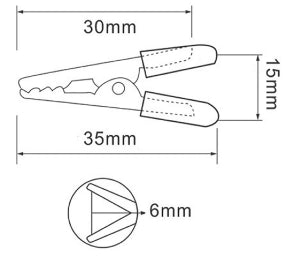 GBC 18.7552.02 Insulated Crocodile Clamp – 35 mm, Solder Fix & Nickel-Plated Steel, Black