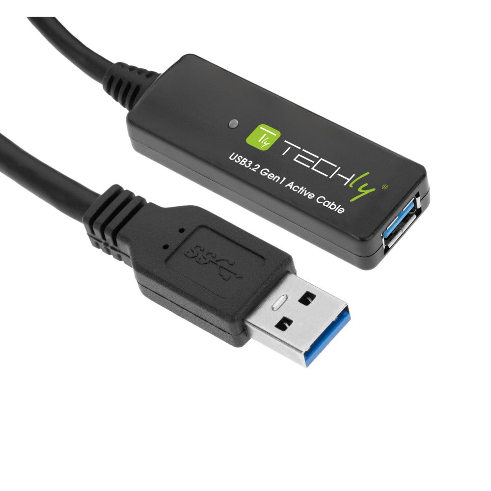 Techly ICUR3050G USB 3.2 Active Extension Cable – 5m, 5Gbps & Cascadable to 15m
