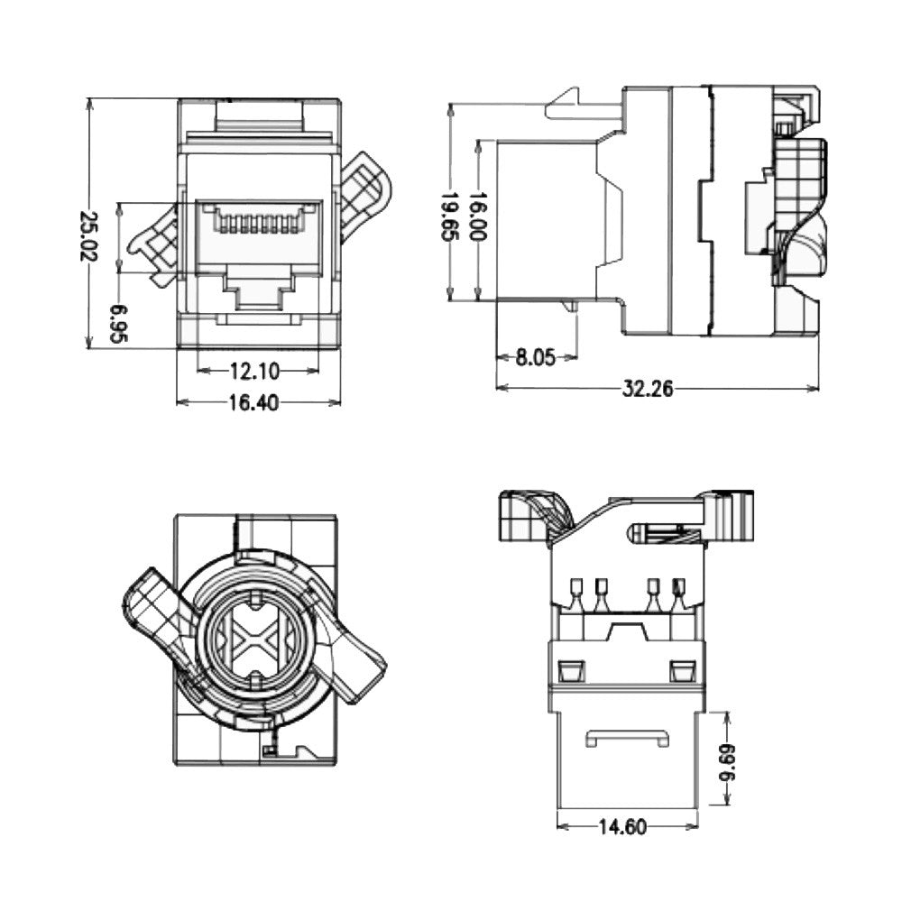 Techly IWP-MD C6A/UROTT Keystone Jack RJ45 Cat6A UTP Tool-less - view 5