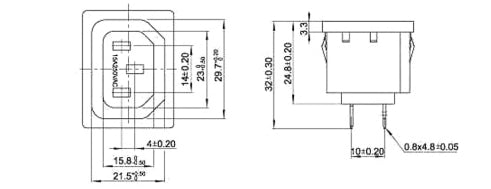 GBC 22.0305.05 IEC C13 Θηλυκή Υποδοχή Πάνελ – 3 Πόλοι, 10A 250V & Κολλητά Τερματικά