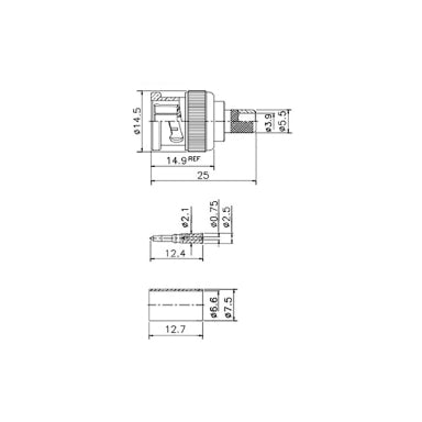 Φις BNC Αρσενικό Πρέσσας GBC 30.2892.02 για RG59 – 75 Ohm, Ορείχαλκος & PTFE