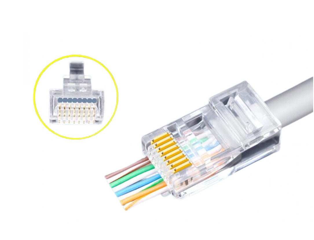 INTELLINET IWP-CAT6U RJ45 Cat6 Pass-Through Plugs – 50-Pack