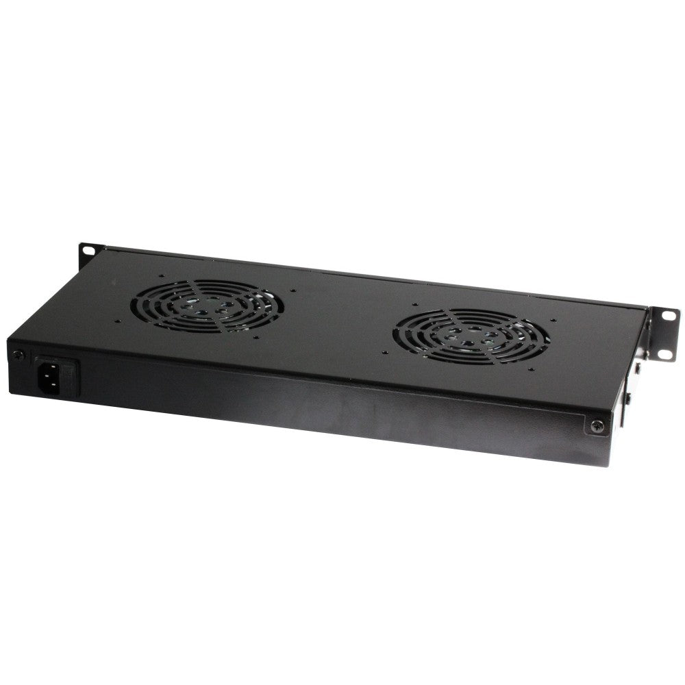 Techly I-CASE FAN-TC2B 1U 19" Rack 2-Fan Unit with LED Thermostat Black - view 3