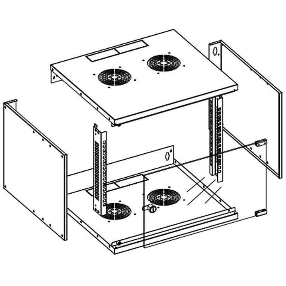 Techly I-CASE EL-1006B32 Wall Rack 19'' 6U – 320mm Depth, Glass Door & Pre-Assembled