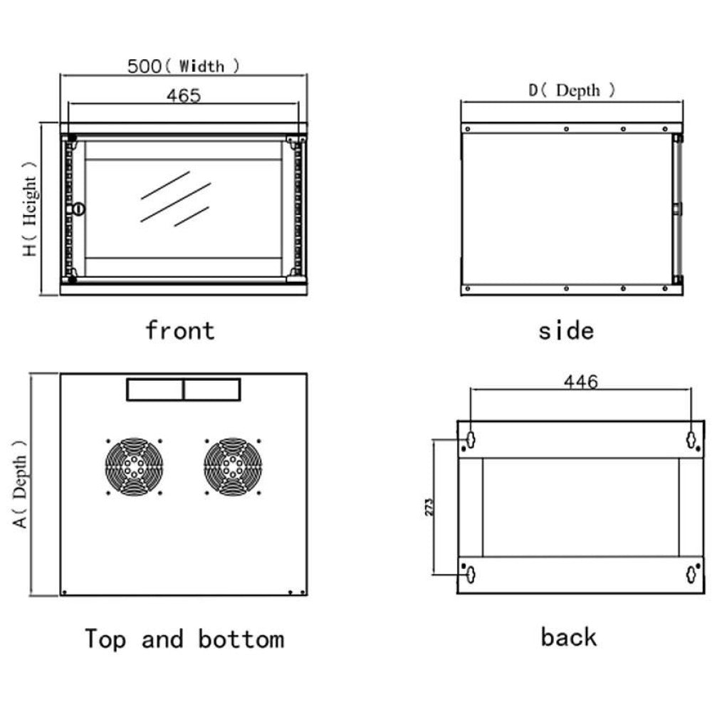 Techly I-CASE EL-1006B32 Wall Rack 19'' 6U – 320mm Depth, Glass Door & Pre-Assembled