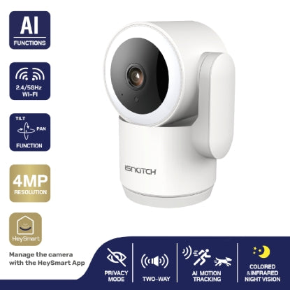 iSNATCH HeyCam Pro 4 AI Indoor PTZ Wi-Fi Camera 4 MP – Dual-Band, AI Human/Pet Detection, ONVIF, Color Night Vision