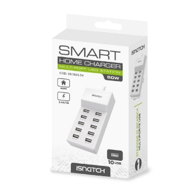 Φορτιστής 10 Θυρών iSNATCH 59.1805.34 – 50W, 2.4A ανά Θύρα & Ενσωματωμένο Καλώδιο